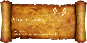 Vincze Janka névjegykártya